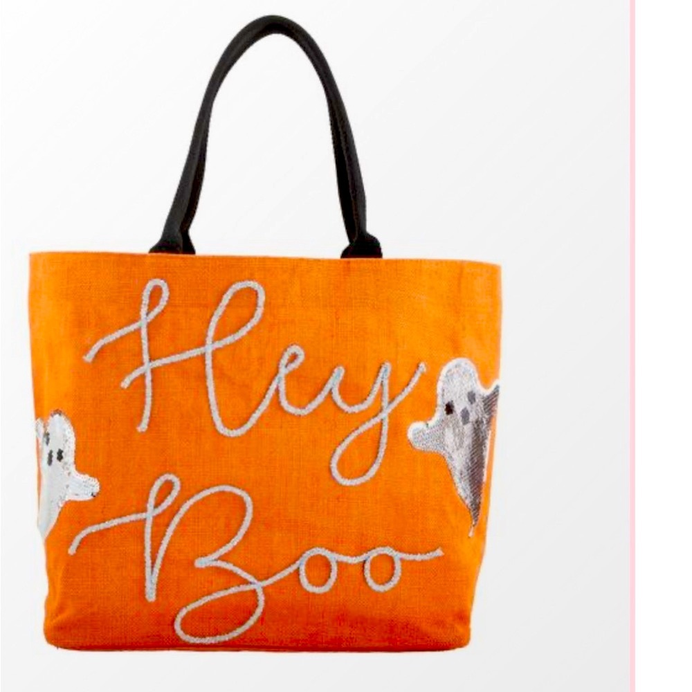 Mud Pie Orange 'Hey Boo' Tote Bag